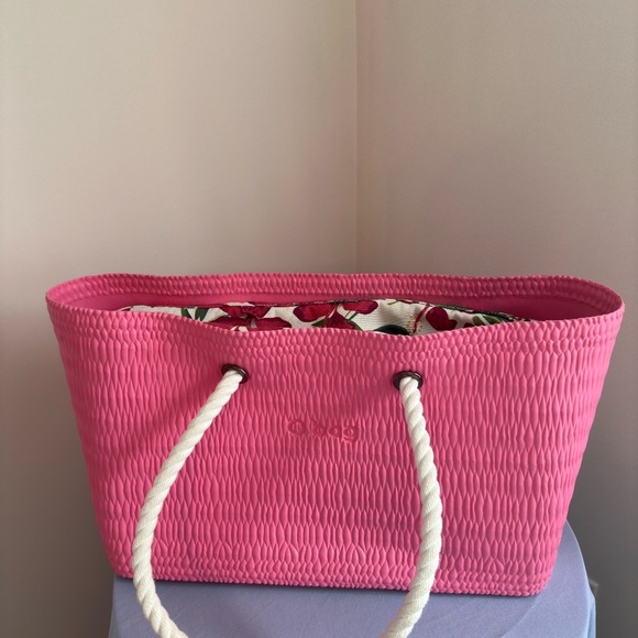 O bag beach pink and natural with floral insert - Picture 4 of 7